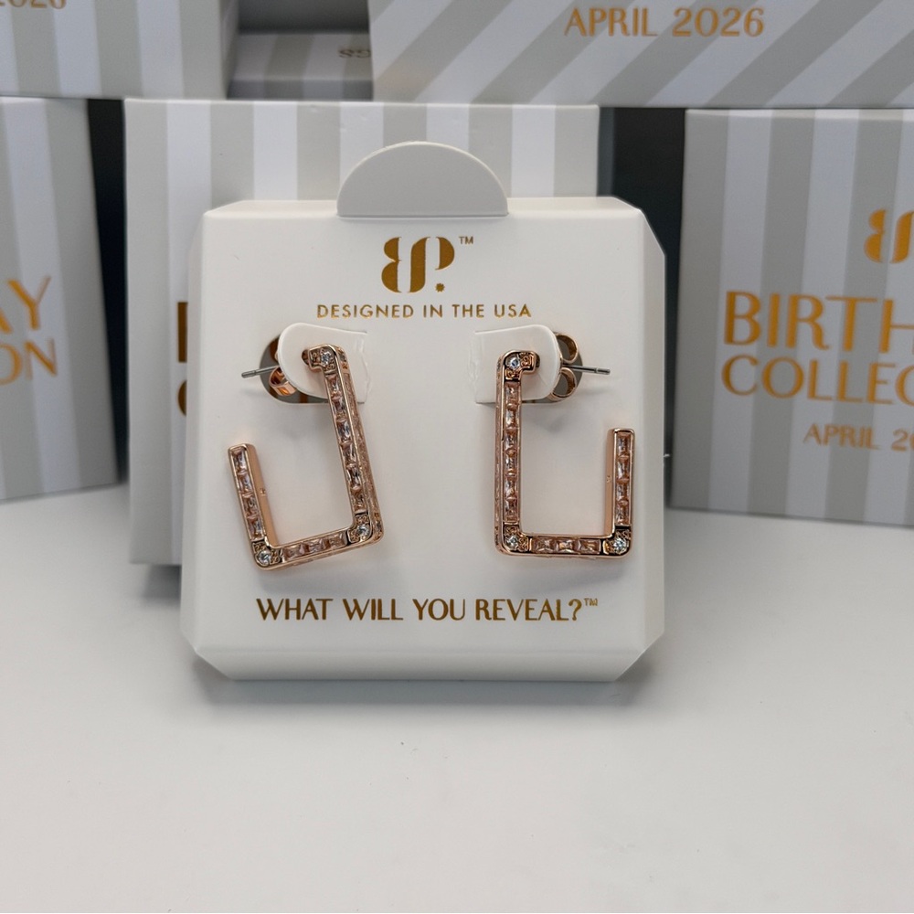 BP Shimmering Rose Gold Square Earrings